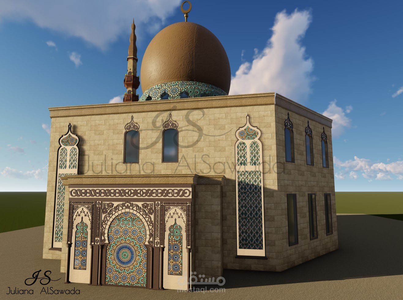 تصميم معماري واجهات مسجد | مستقل