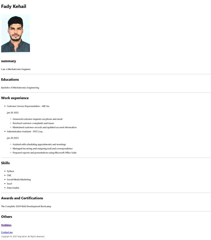 Resume website