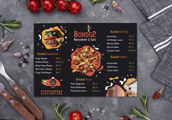 restaurant & cafe menu