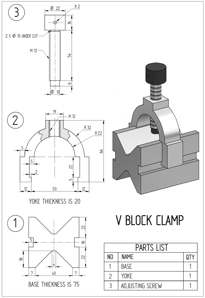 (SolidWorks Assignment 01 (V BLOCK CLAMP