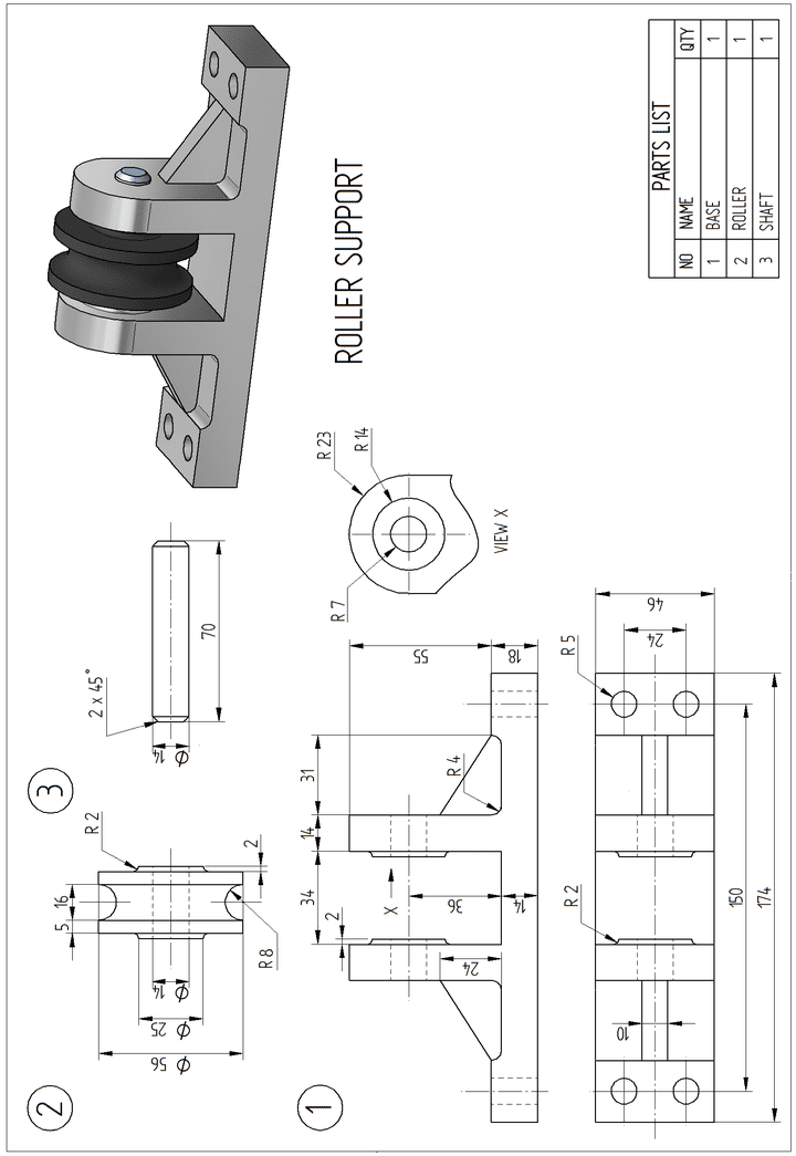 (SolidWorks Assignment 03 (ROLLER SUPPORT