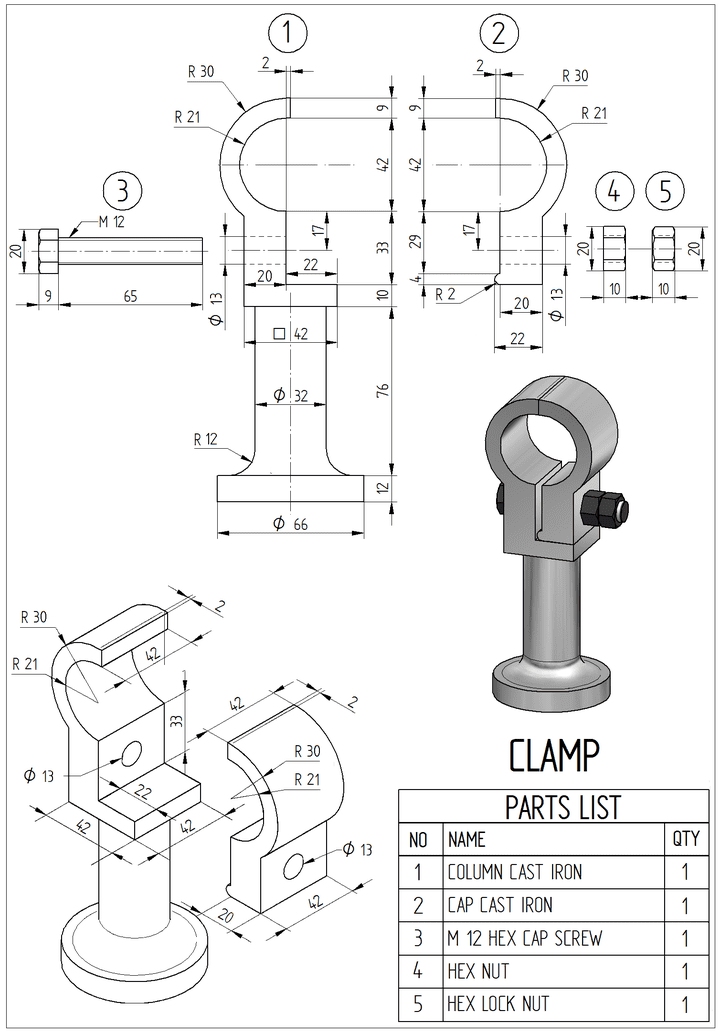 (SolidWorks Assignment 06 (CLAMP
