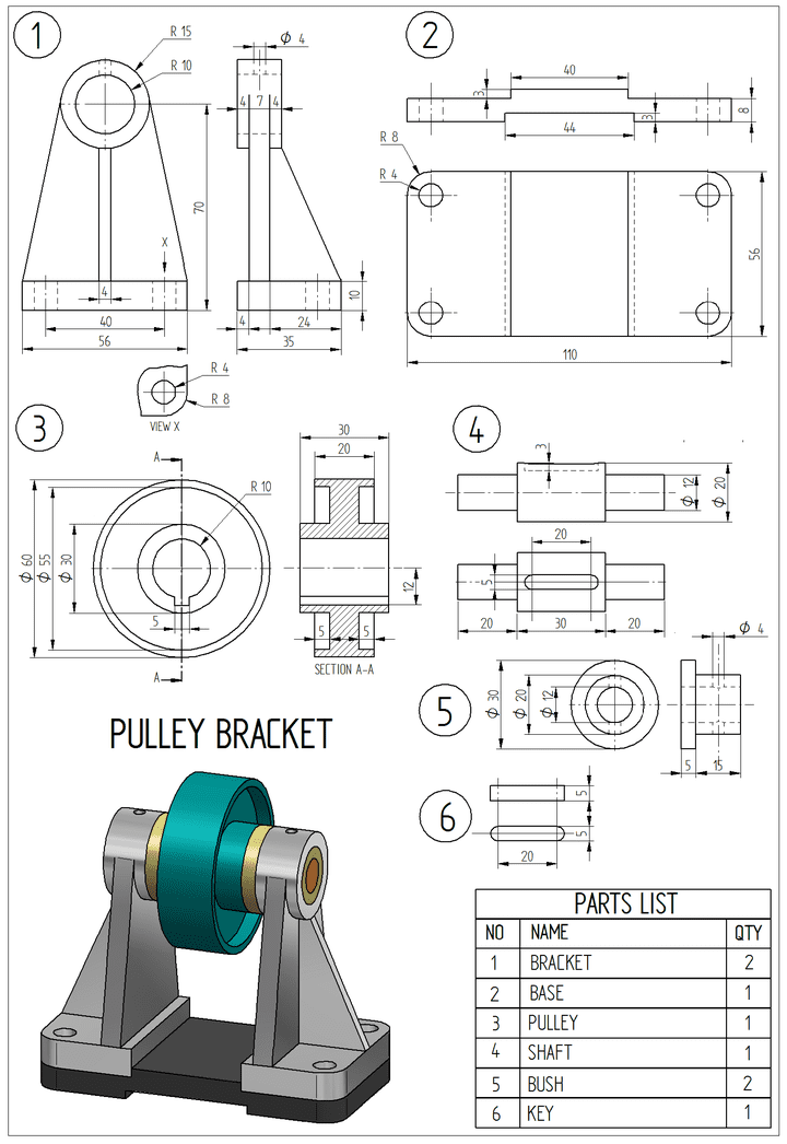 (SolidWorks Assignment 09 (PULLEY BRACKET