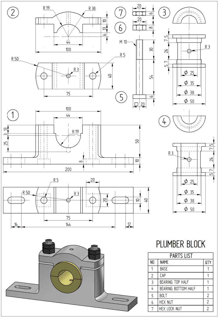 (SolidWorks Assignment 11 (PLUMBER BLOCK