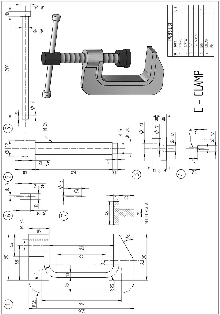(SolidWorks Assignment 12 (C - CLAMP