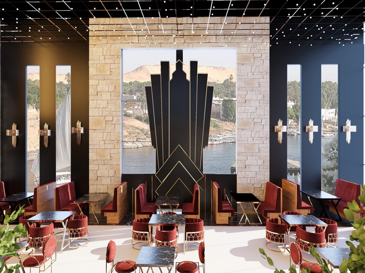 مشروع تصميم مطعم بمدينة الاقصر علي الطراز الفرعوني