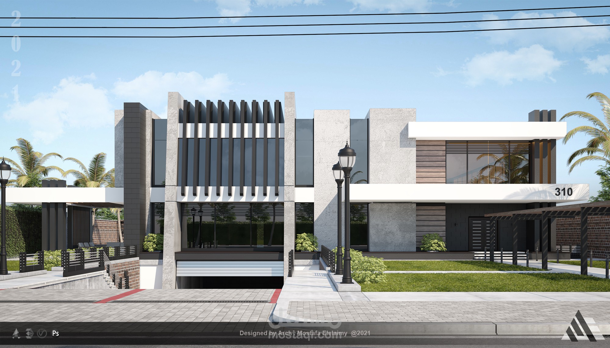 exterior design "تصميم خارجي" لفيلا مودرن