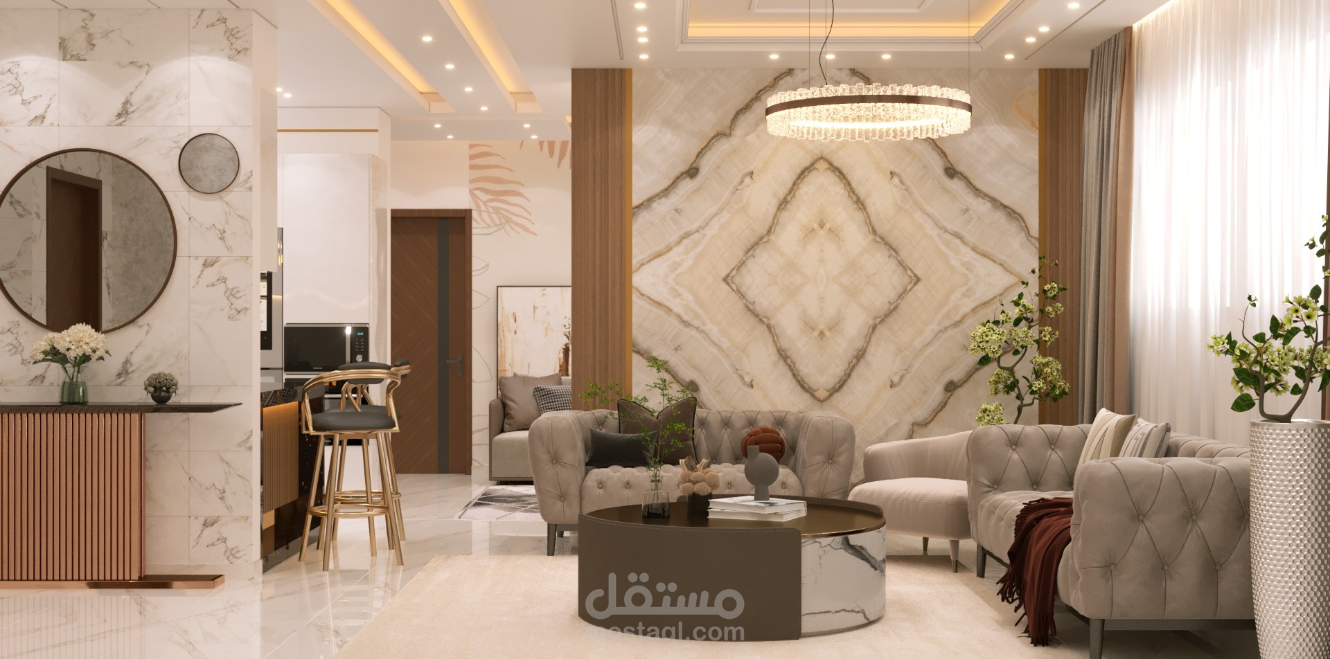 تصميم شقة سكنية بالطراز النيو كلاسيك