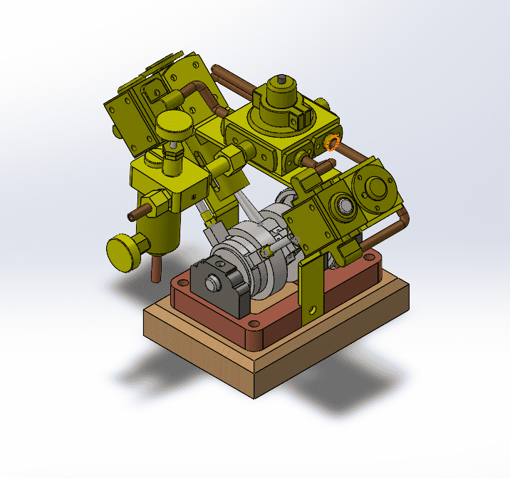 V-shaped double acting steam engine