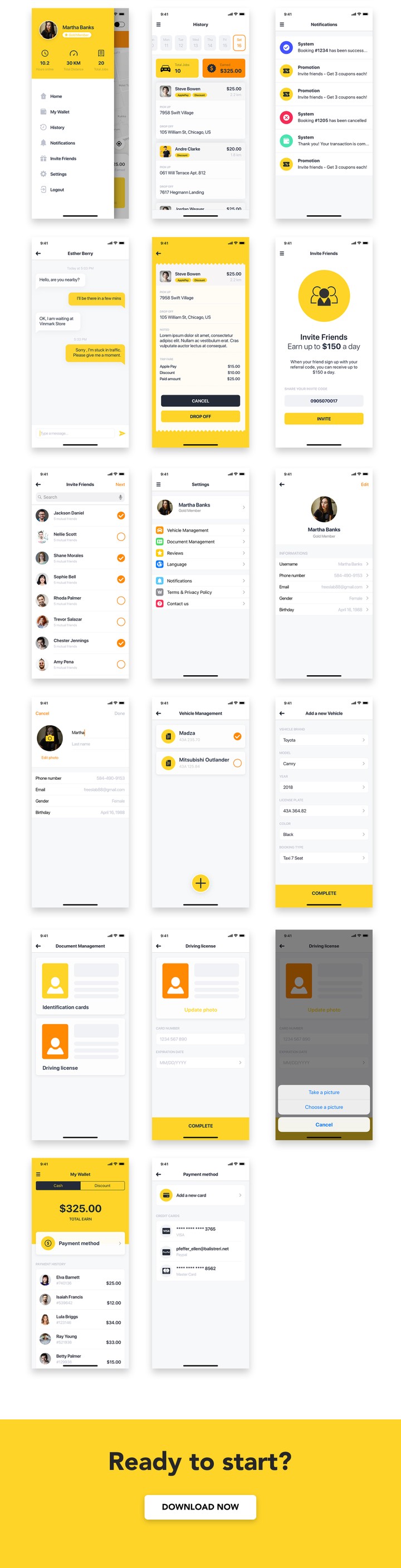 تطبيق تاكسي ui ux