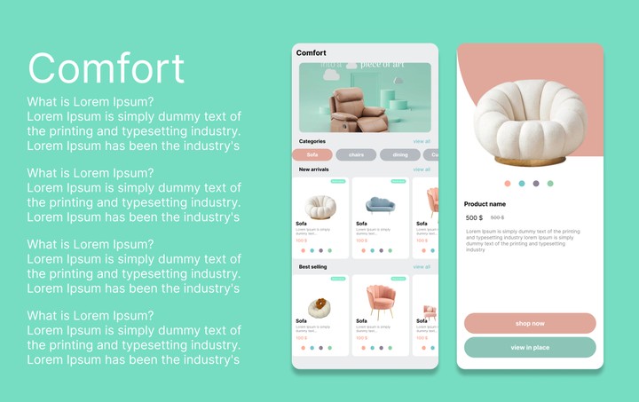 Furniture Gallery app design with figma