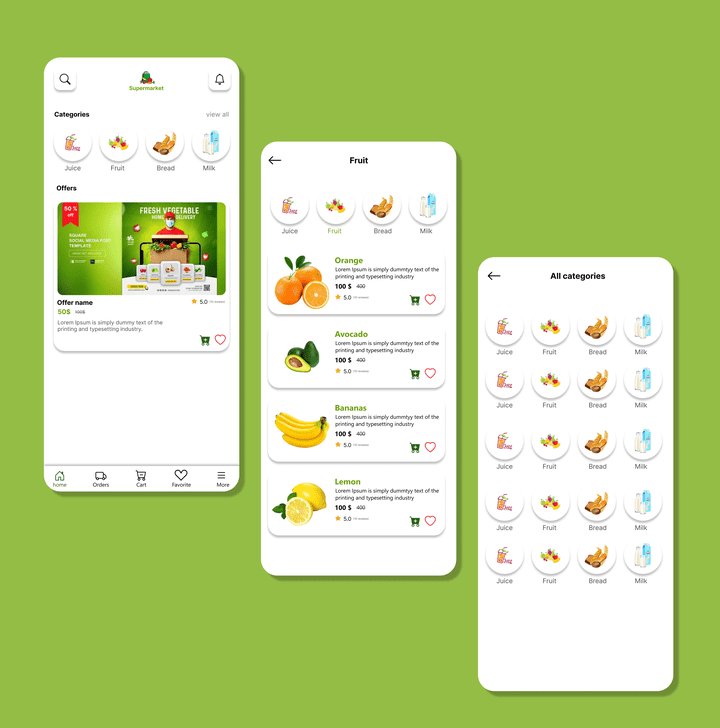 Grocery store UI design with figma