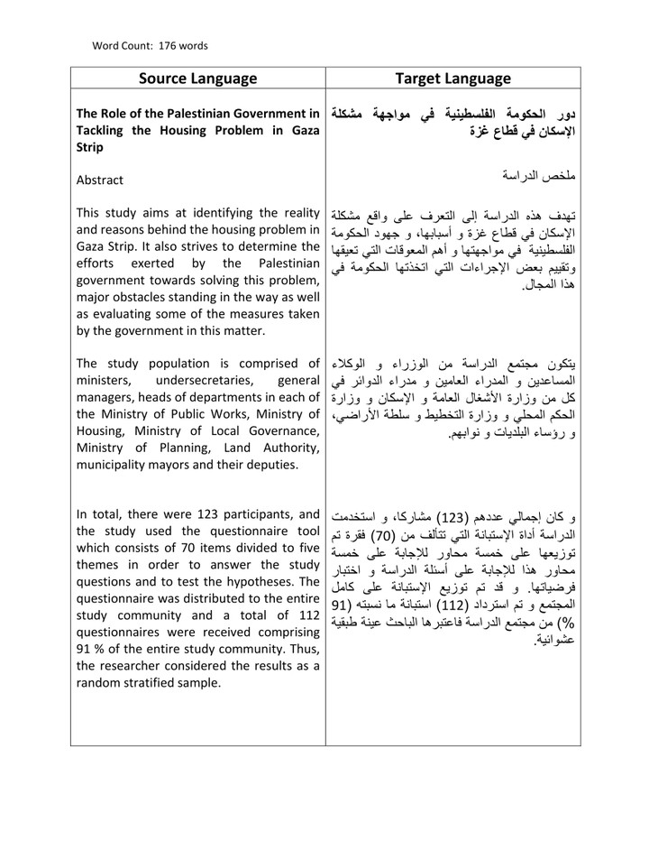 نموذج ترجمة نص عام انجليزي - عربي