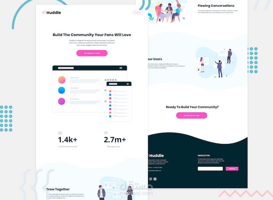 تكويد html & css لموقع huddle