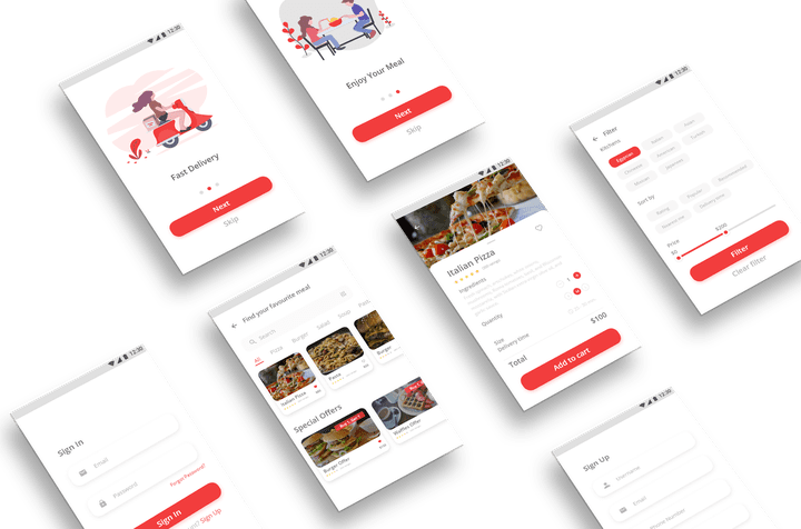 Food delivery app ui