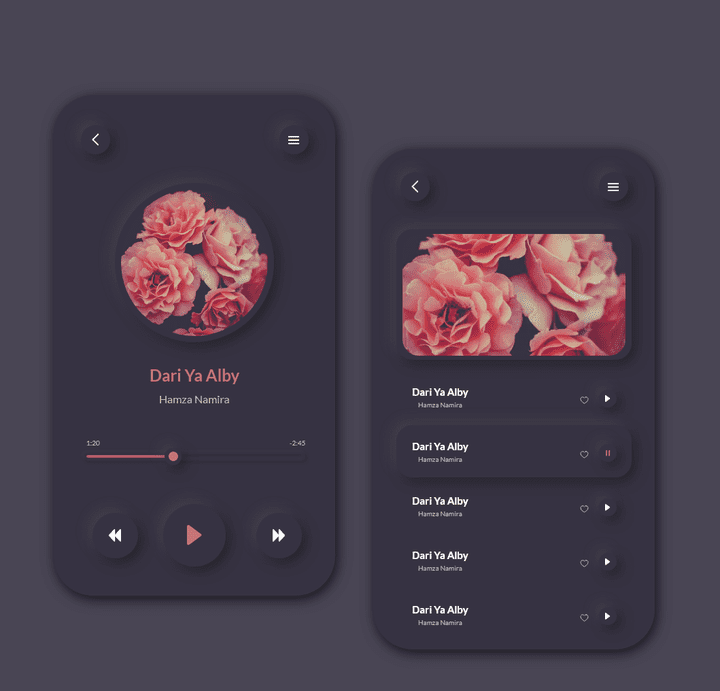 Music player app ui