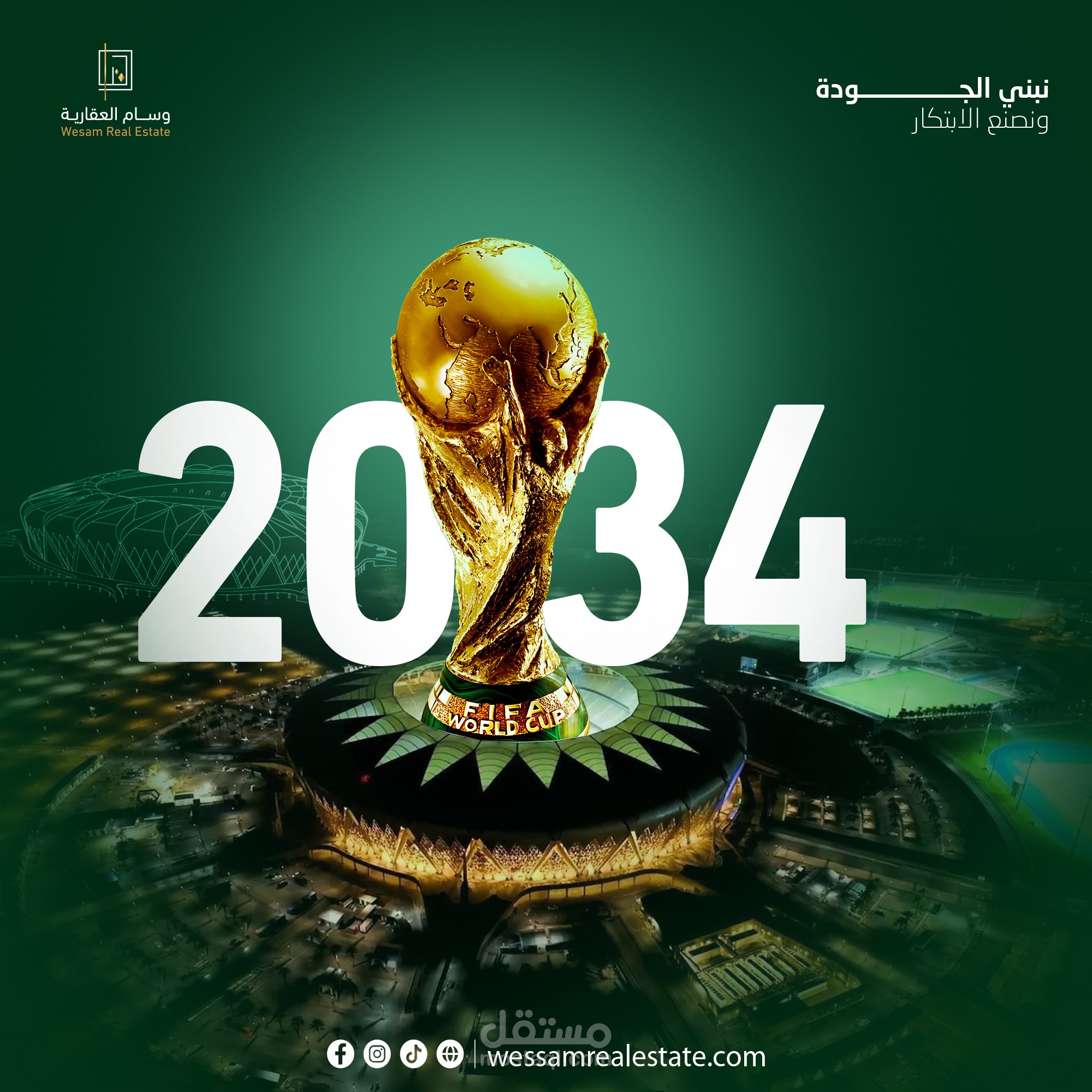 تصميم إعلان استضافة السعودية لكأس العالم 2034