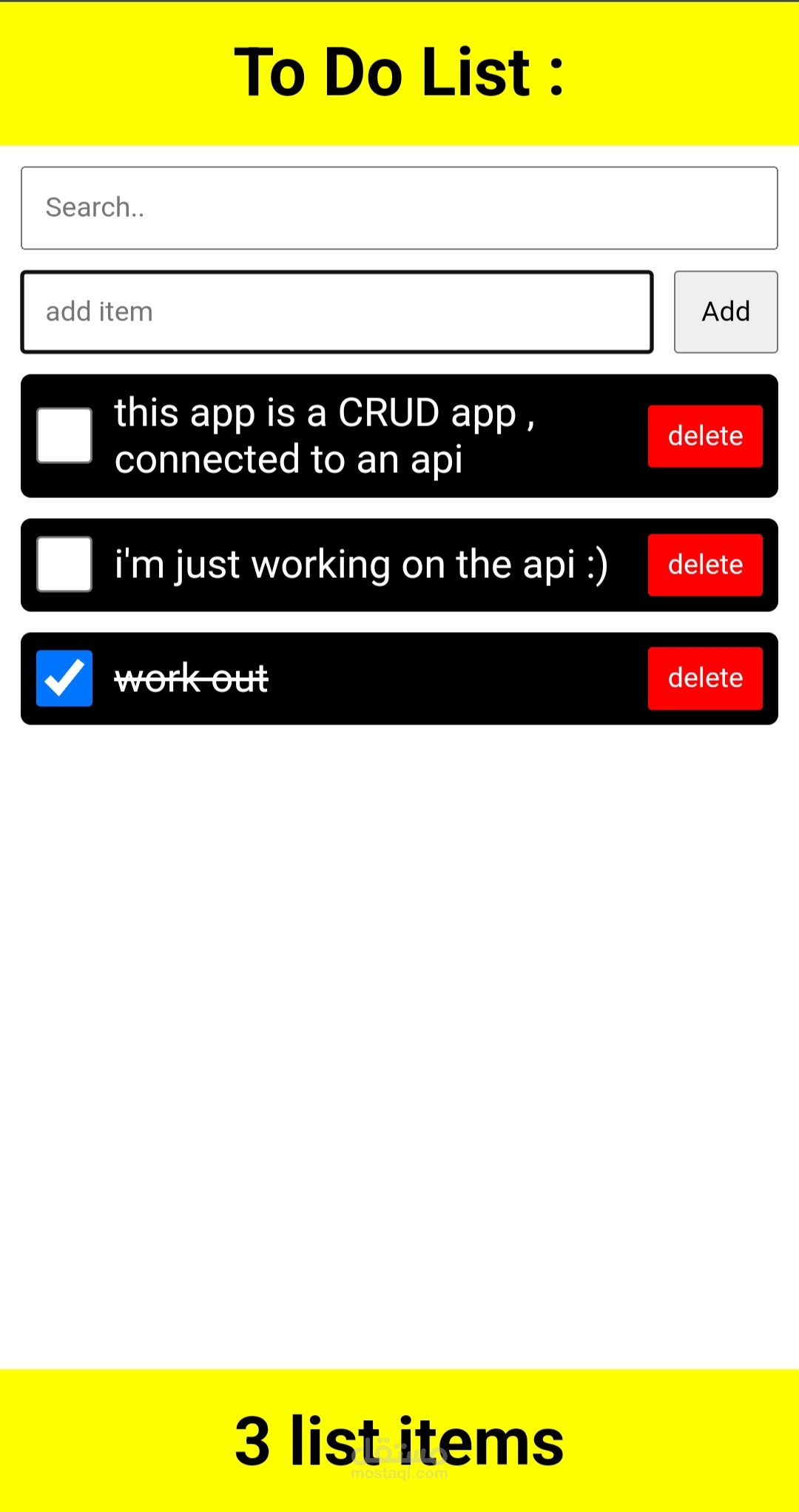 To Do List CRUD App | مستقل
