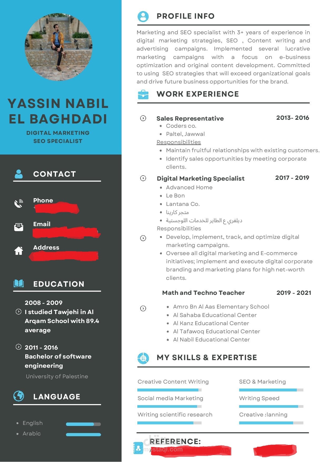 نموذج لسيرة احترافية CV  قمت بتصميمها