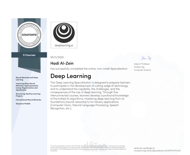 Deep Learning Specialization | مستقل