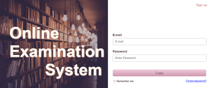 login form for examination system