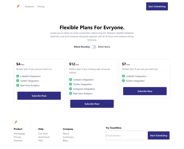 Home and Price page