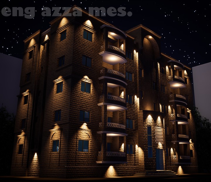 اضاءة ليلية لعمارة سكنية