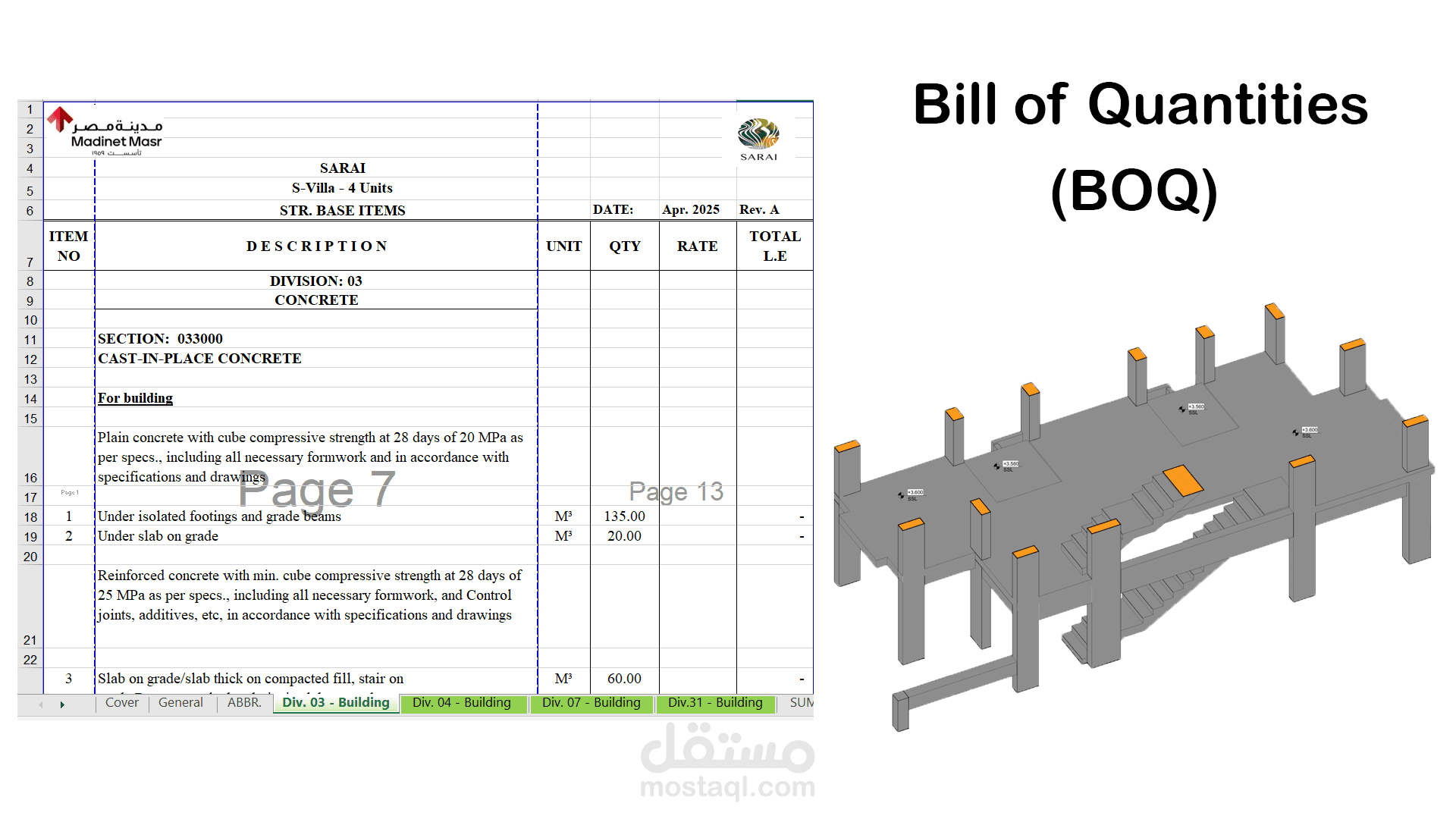 حصر كميات BOQ