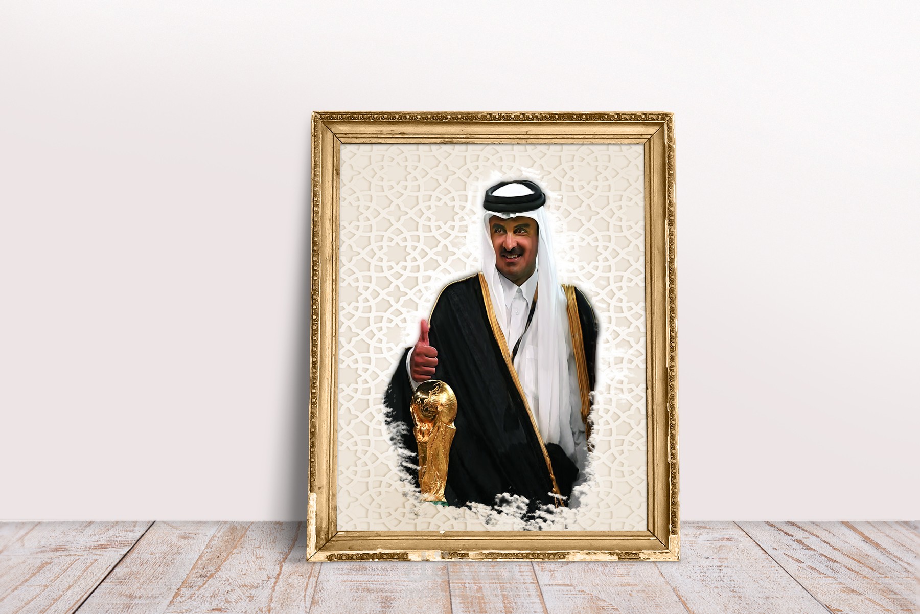 رسم زيت لأمير قطر تميم بن حمد آل ثاني- oil painting