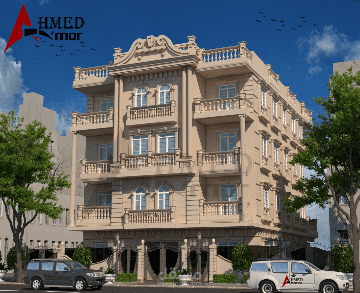 تصميم خارجى ( واجهة عمارة سكنية )