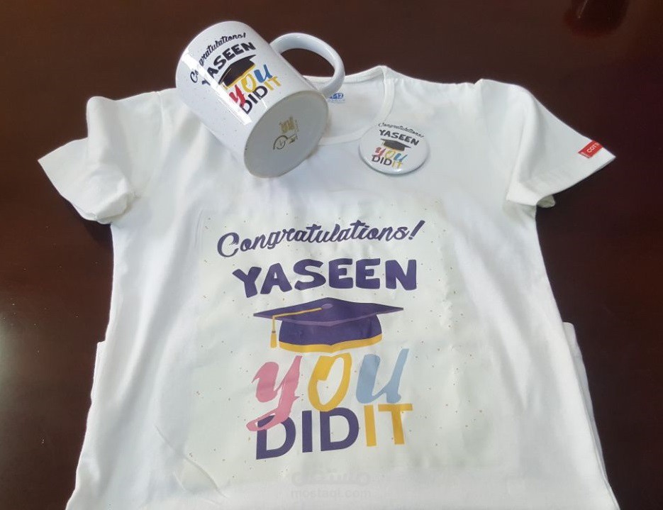 Graduation T-shirt logo, Mug & Pin