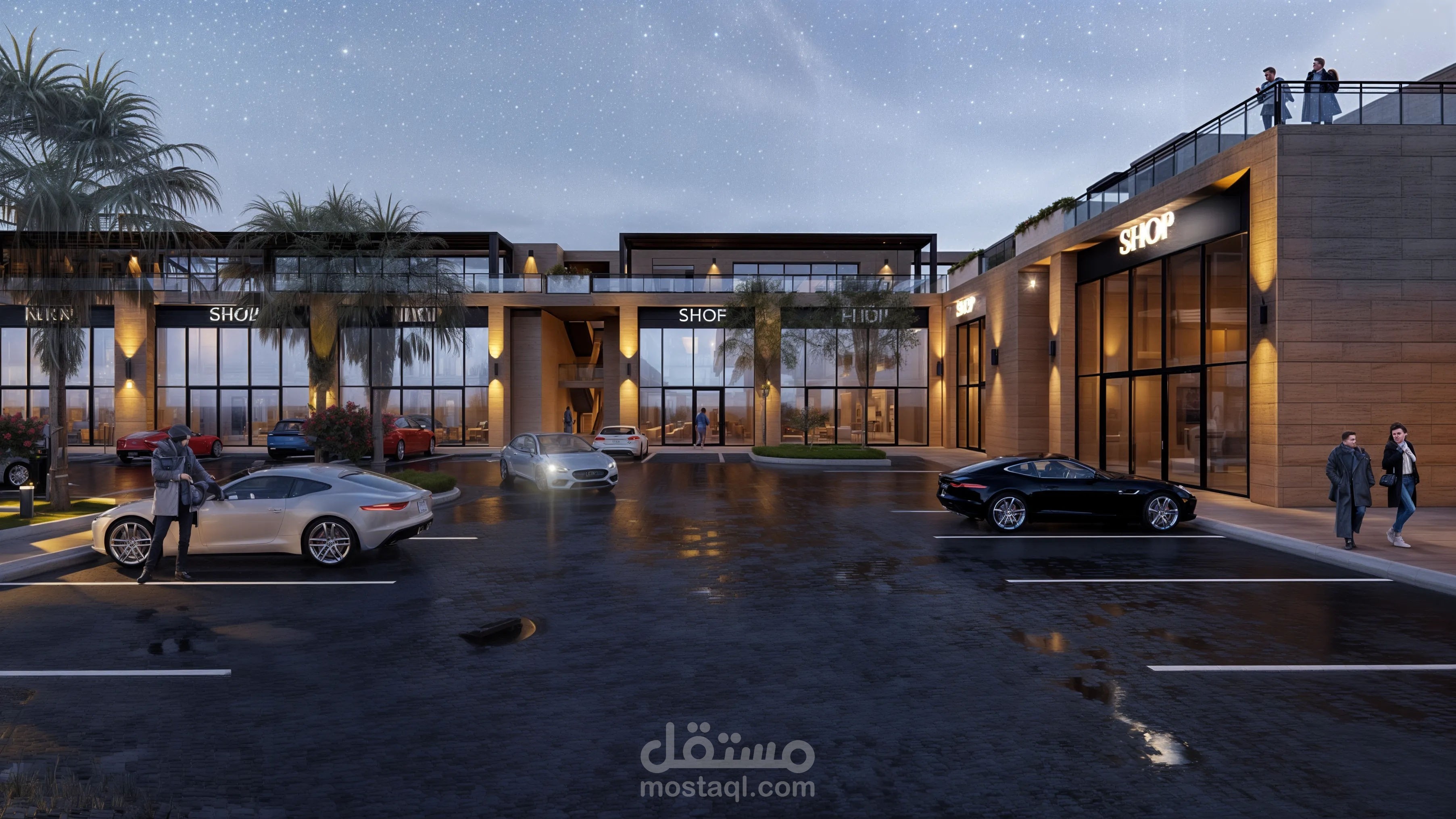 تصميم 3D مع واجهات لمركز تجاري بالسعودية