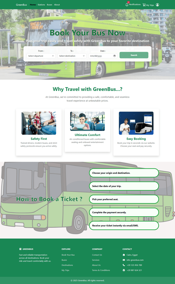 Booking System - green bus