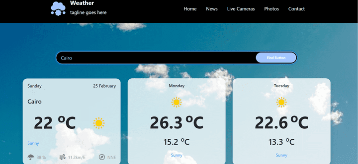 موقع لاظهار حالة الطقس لمدينة ما خلال ثلاثة ايام مختلفة - Weather App To Expect A City Weather Conditions In Three Different Days