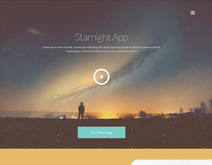 تصميم موقع لتطبيق Starnight App