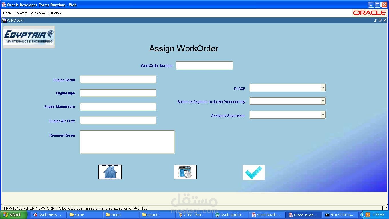 Database system for Egypt Air Workshop