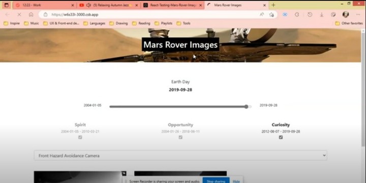 Mars Rover Images - ReactJS with testing
