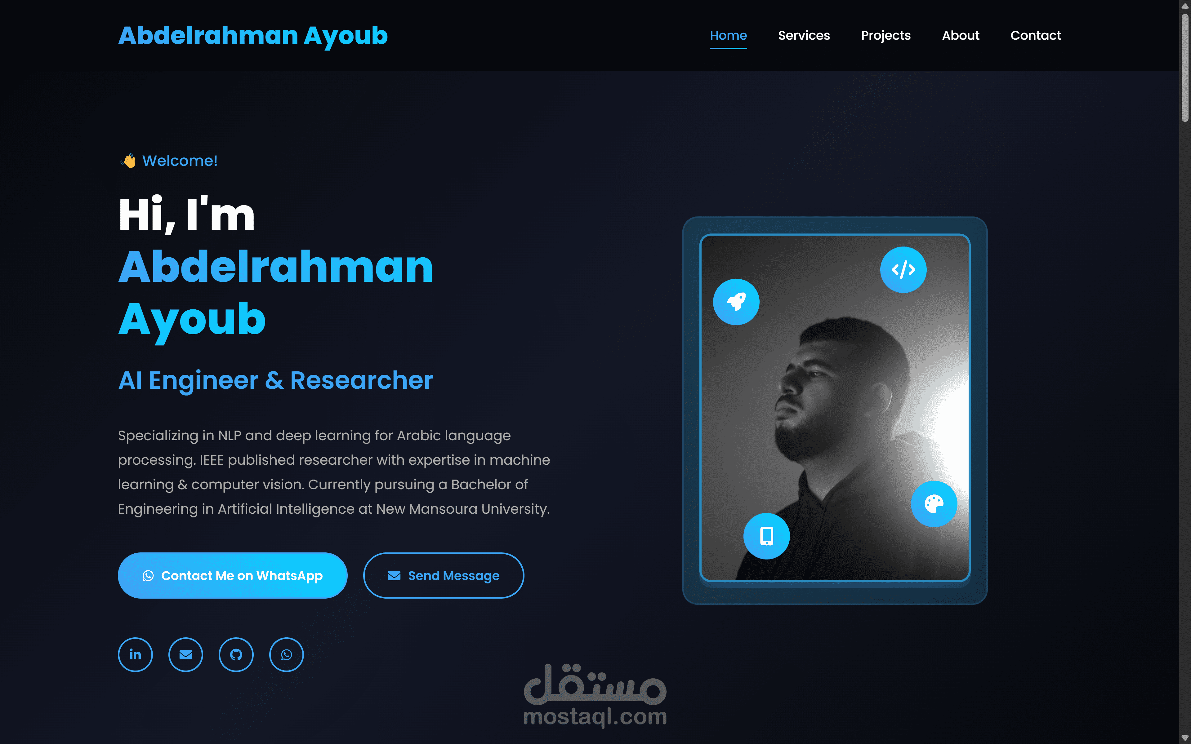 تصميم موقع بورتفوليو شخصي عصري وسريع بـ Next.js