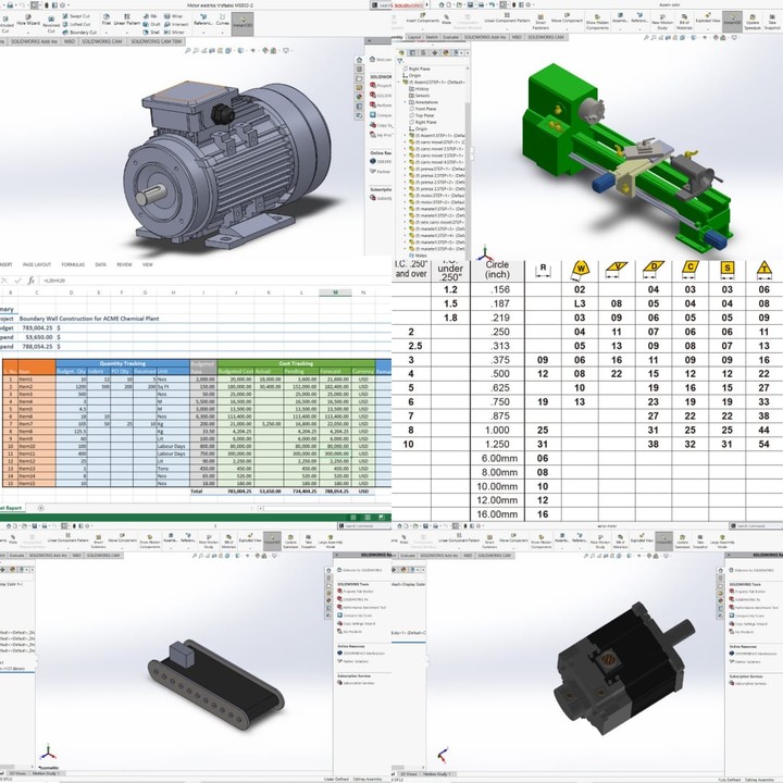 تصميم علي برنامج solidwork وإحترافيه في Excel وبرامج microsoft office