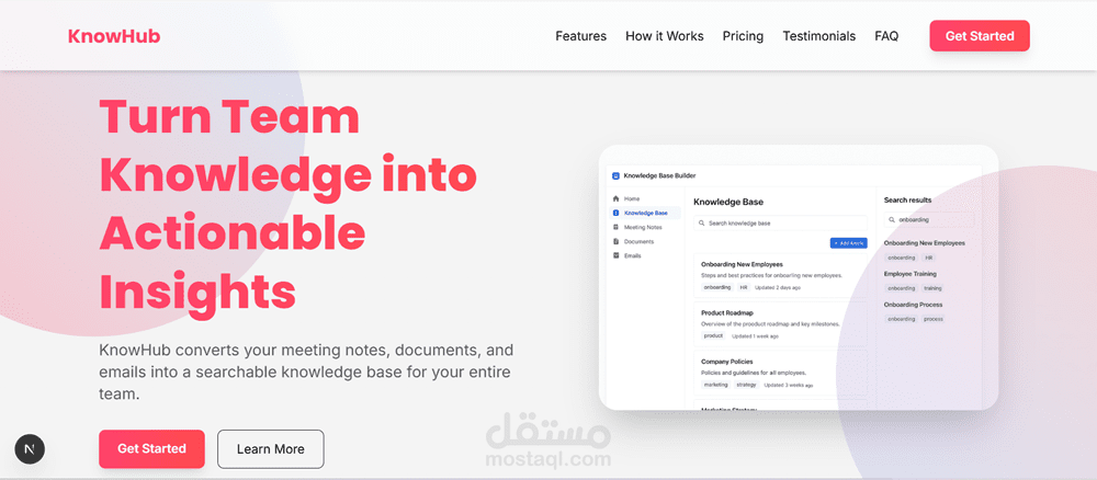 صفحة هبوط SaaS تجريبية - KnowHub