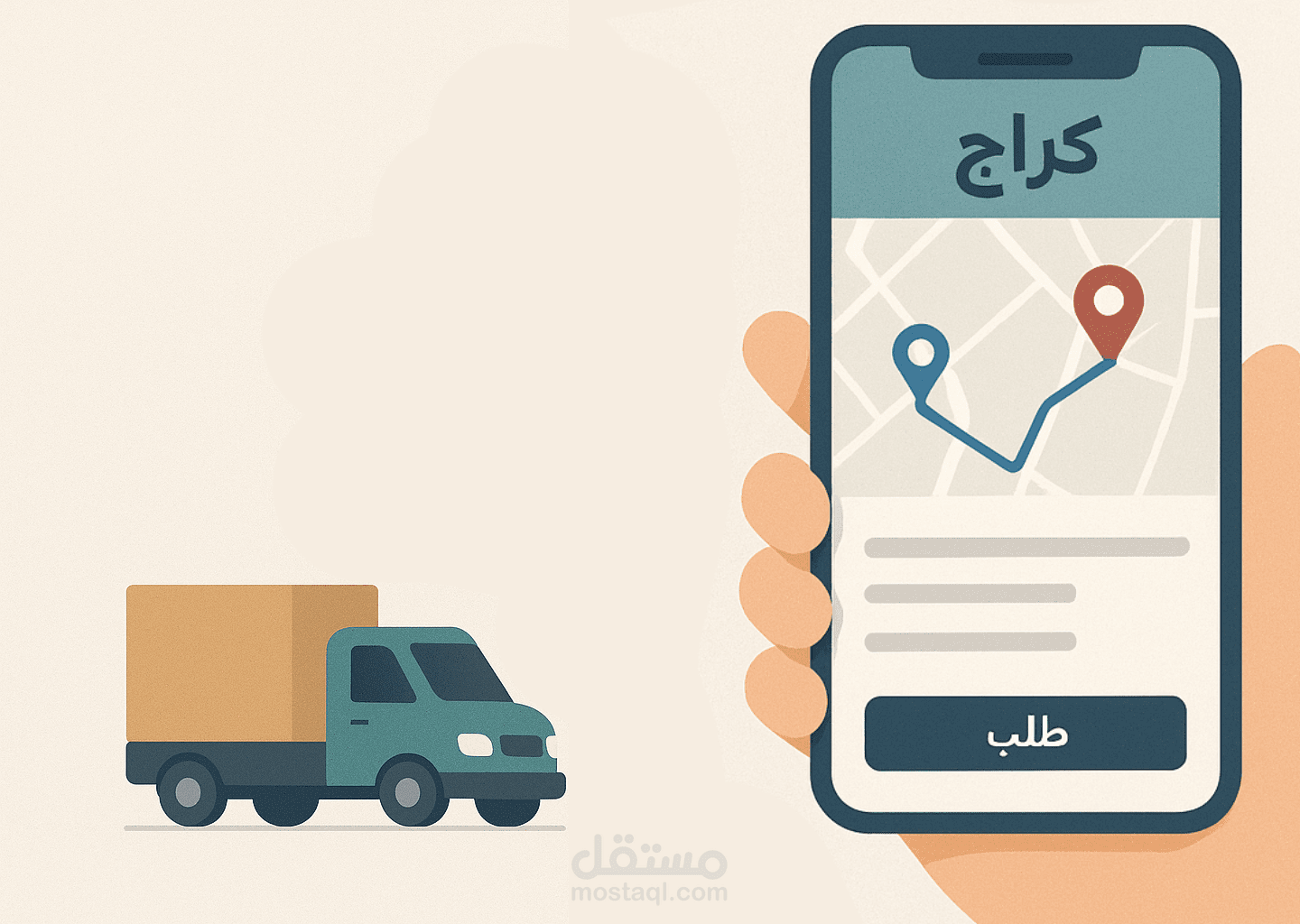 "Karaj" تطبيق وسيط بين ناقل البضائع  والعملاء ومتاجر