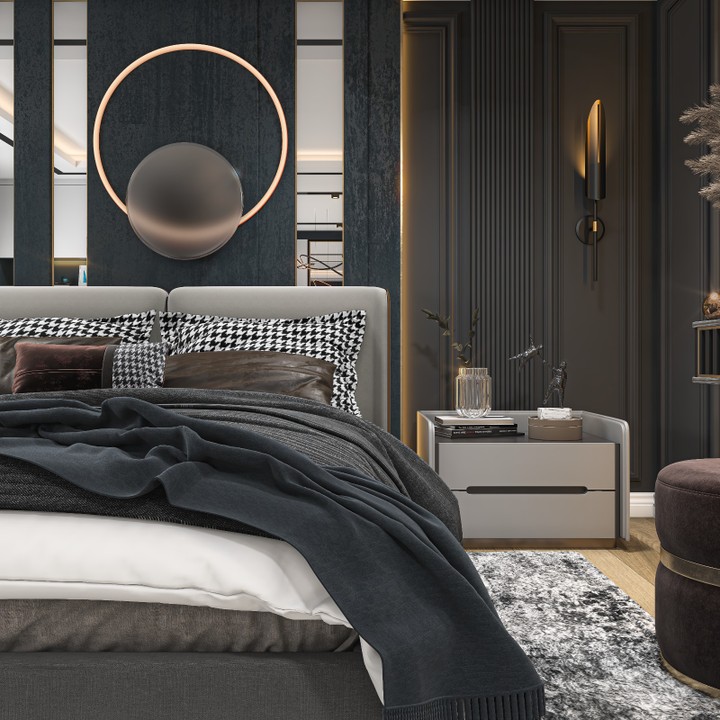 تصميم غرفة نوم ماستر من تصميم شقة باسطنبول