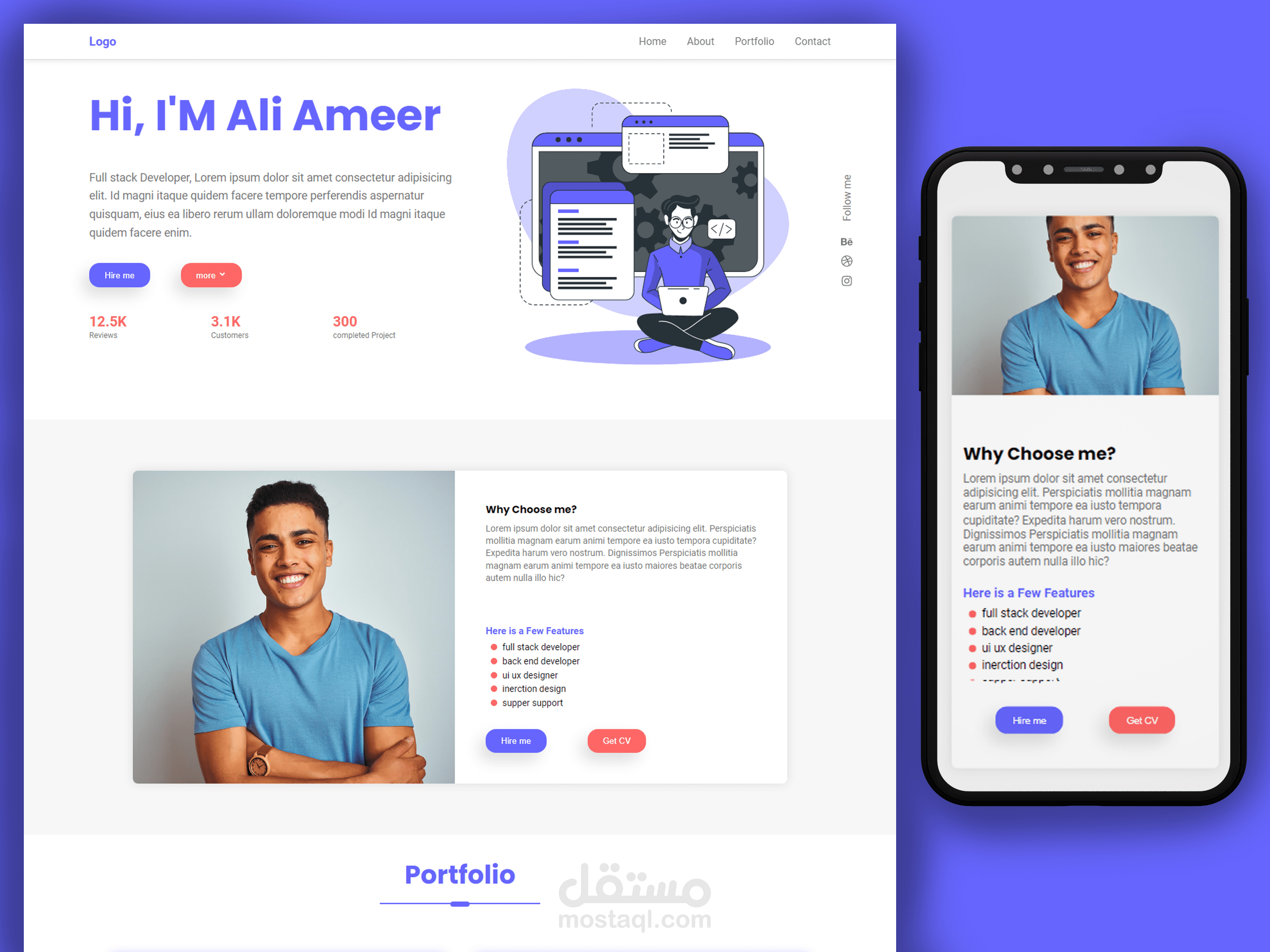 Responsive React Portfolio Website Single Page 