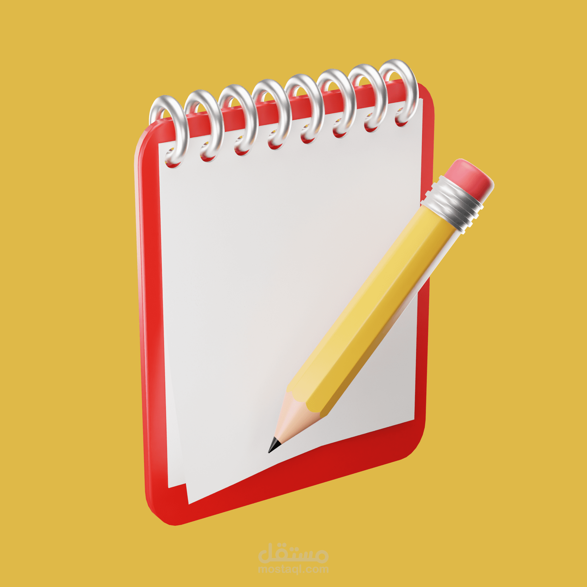 3D Note and Pencil