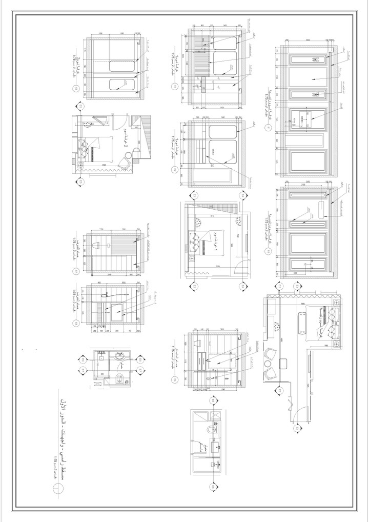 رسومات تنفيذية لتصميم حوائط فيلا على الطراز الكلاسيك