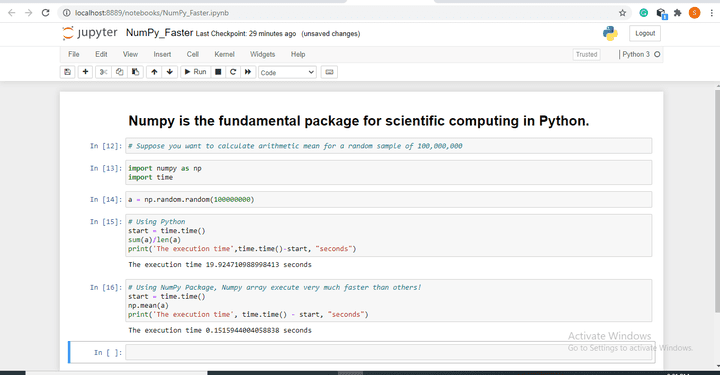 Python, and their packages pandas, Numpy, etc.