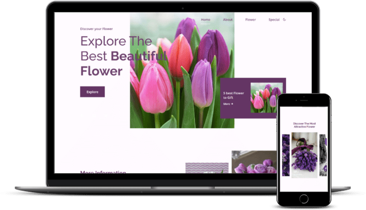 صفحة هبوط متجر ازهار/  (Dark-Light Mode)Flower Shop Landing Page