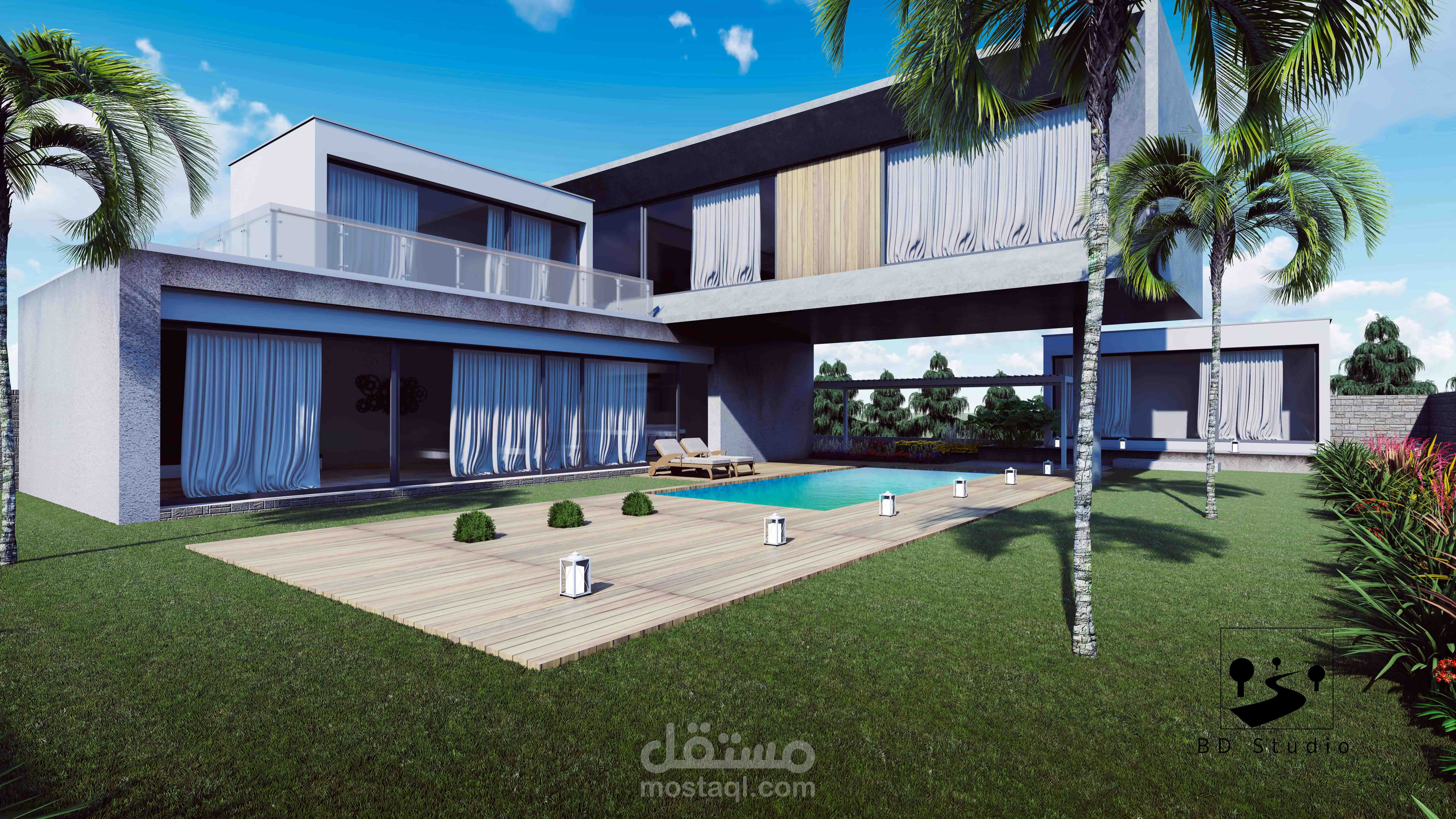 فيلا مودرن ملحق بها مسبح 3D