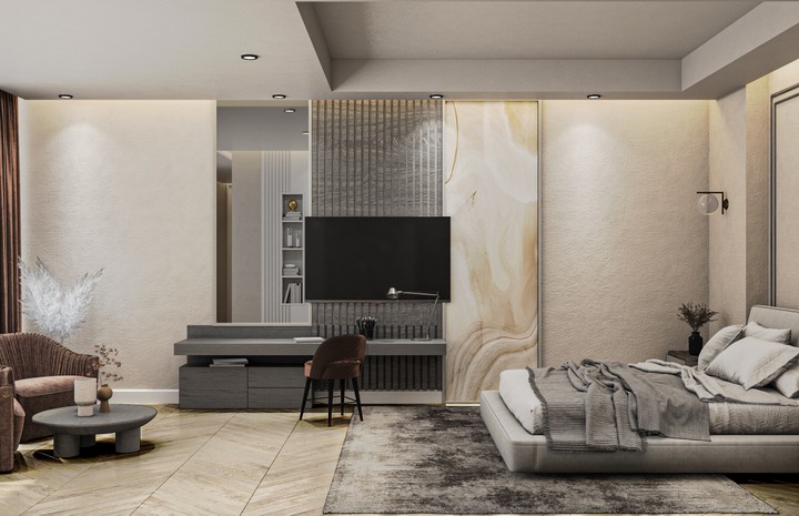 غرفة نوم ماستر و حمامات  فيلا بالسعودية