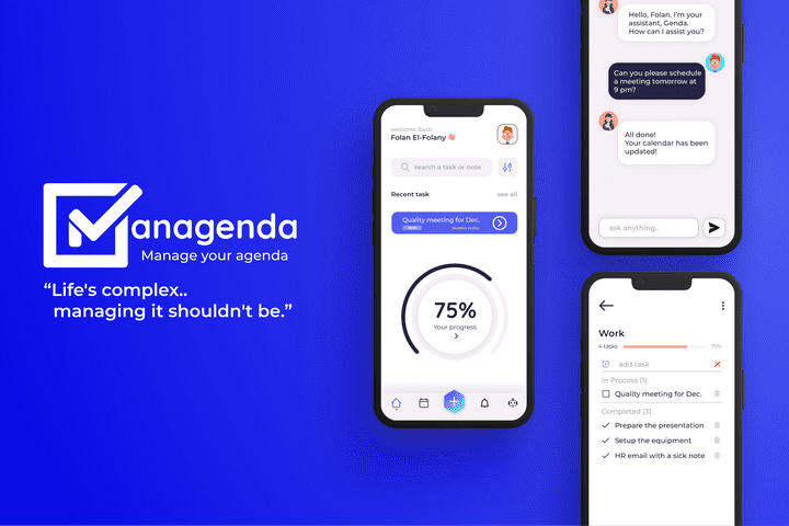 شعار وواجهة مستخدم لتطبيق Managenda